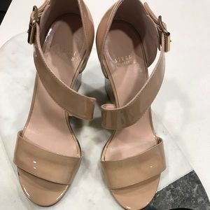 EUC STUART WEITZMAN WEDGE SANDALS (nude 6.5)